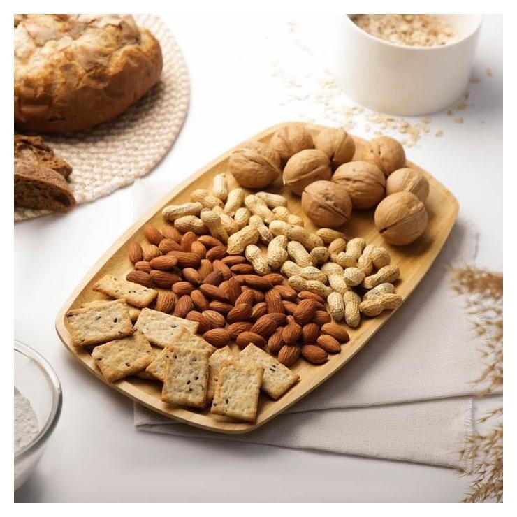 Блюдо для подачи доляна «Бамбук», овальное, 33×20 см, бамбук  Доляна