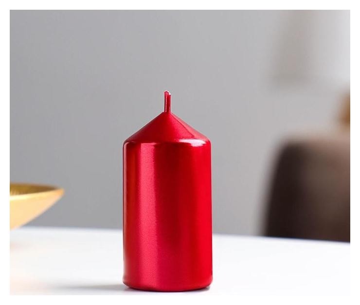 Набор свечей-цилиндров, 3,8х7 см, 4 штуки, рубиновый металлик