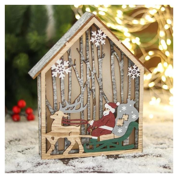 

Фигурка новогодняя свет "Дед мороз в пути" 17,5х20 см