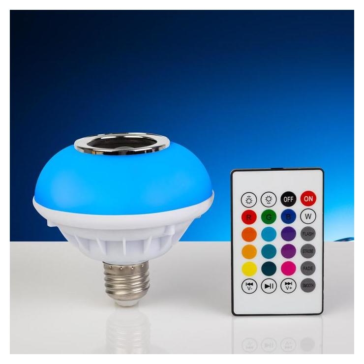 Лампа световая тарелка, D=10 см, 220v, 4 режима, пульт, музыка, цоколь е27, RGB