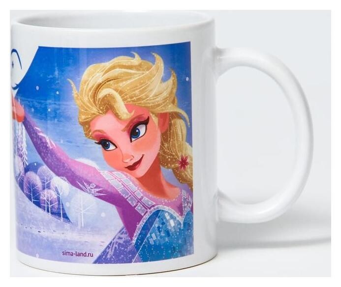 Кружка сублимация "Время быть счатливой", холодное сердце 350 мл.  Disney