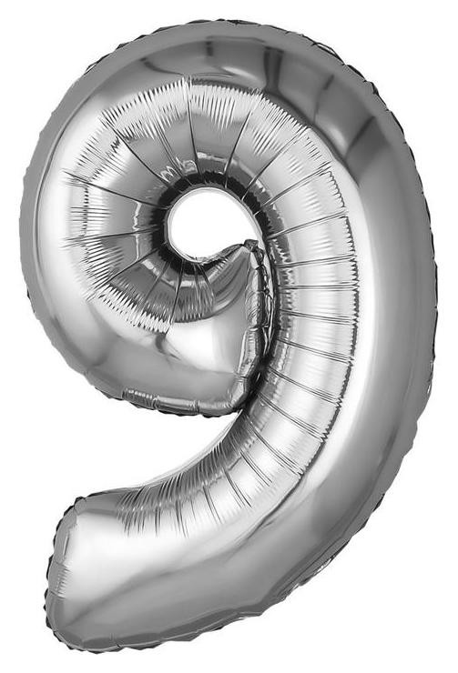 

Шар фольгированный 32" «Цифра 9», цвет серебристый