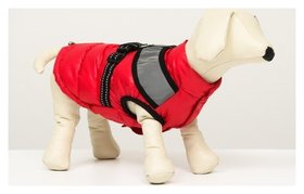 Куртка для собак со светоотражающей шлейкой, размер 12 (ДС 28, ОГ 38, ОШ 27), розовая 