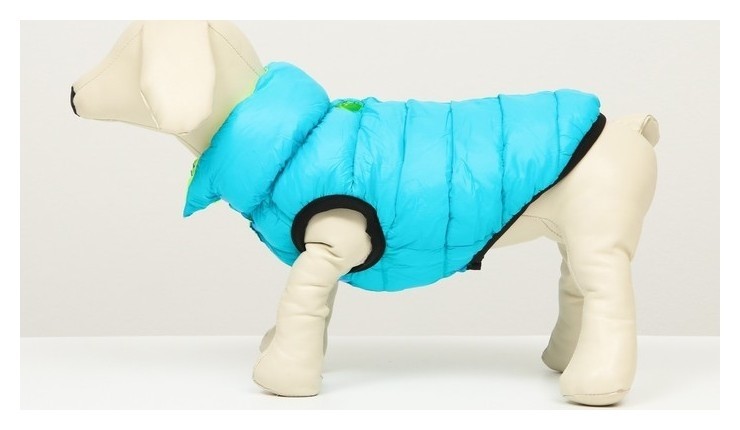 Куртка для собак двухсторонняя, M40 (ДС 39, ОШ 39, ОГ 65 ), бирюзовая/салатовая