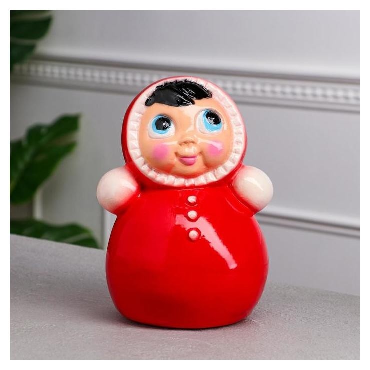 

Копилка "Неваляшка", красная, керамика, 23 см