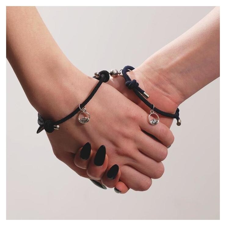 Браслеты "Неразлучники" на магните, волны, цвет чёрно-синий  Tell your story