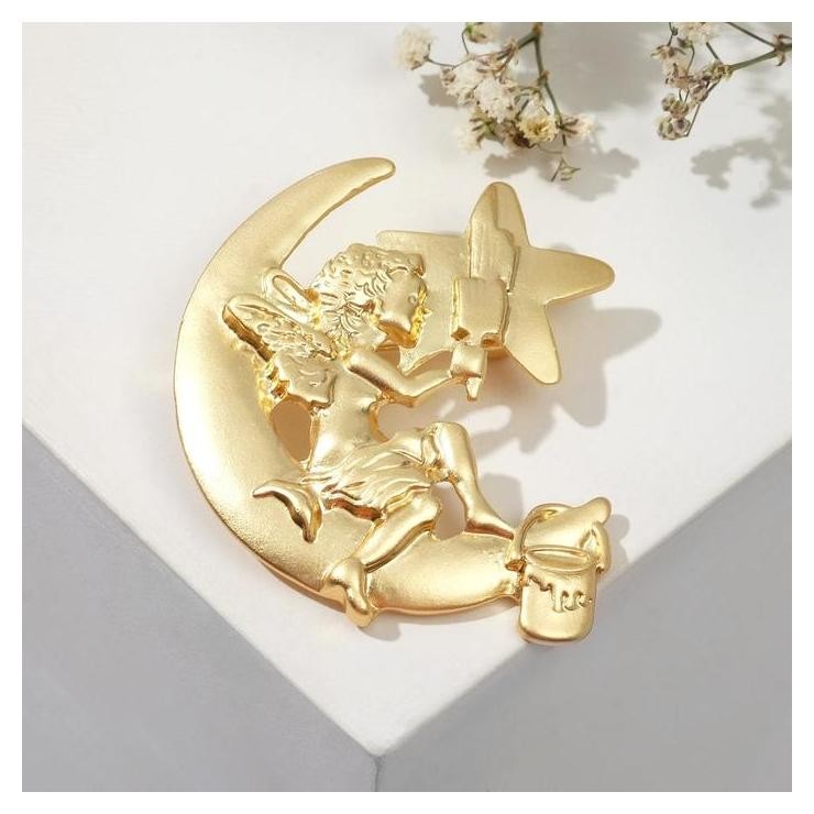 

Брошь "Ангел-художник", цвет матовое золото