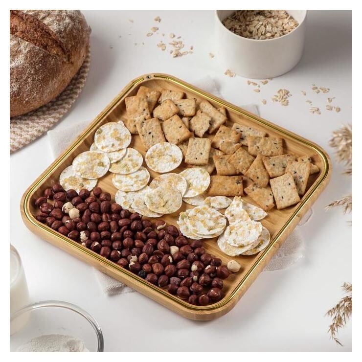 Блюдо для подачи доляна «Цветение», 29,5×29,5 см, бамбук  Доляна