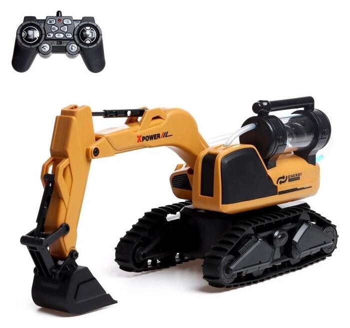 Экскаватор радиоуправляемый «Стройка», подвижный ковш, гидроаккумулятор, работает от аккумулятора  