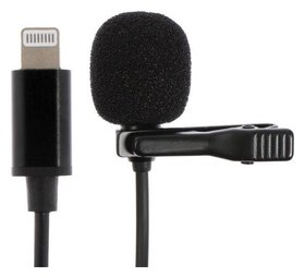 Микрофон на прищепке G-103, 20-15000 Гц, -34 дБ, 2.2 ком, Lightning, 1.5 м, черный 