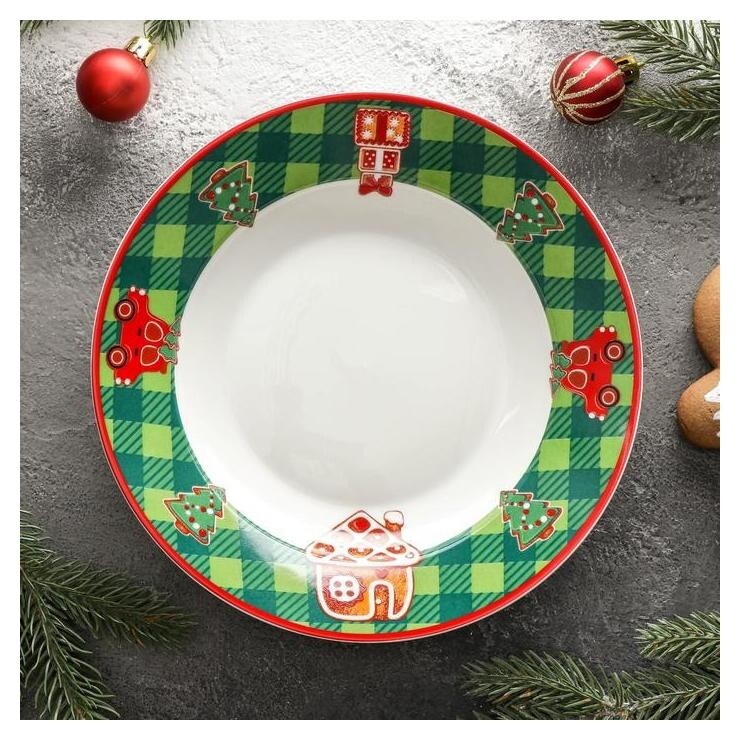 Тарелка суповая Magistro «Новый год. пряничный домик», 500 мл, D=20,2 см  Magistro