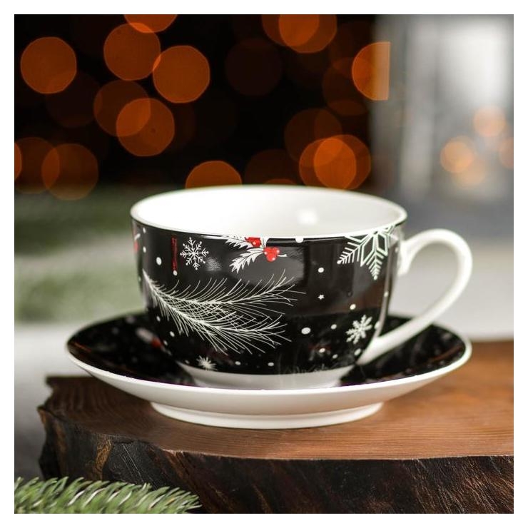 Чайная пара Magistro «Новый год. зимняя сказка», чашка 250 мл, блюдце D=15 см