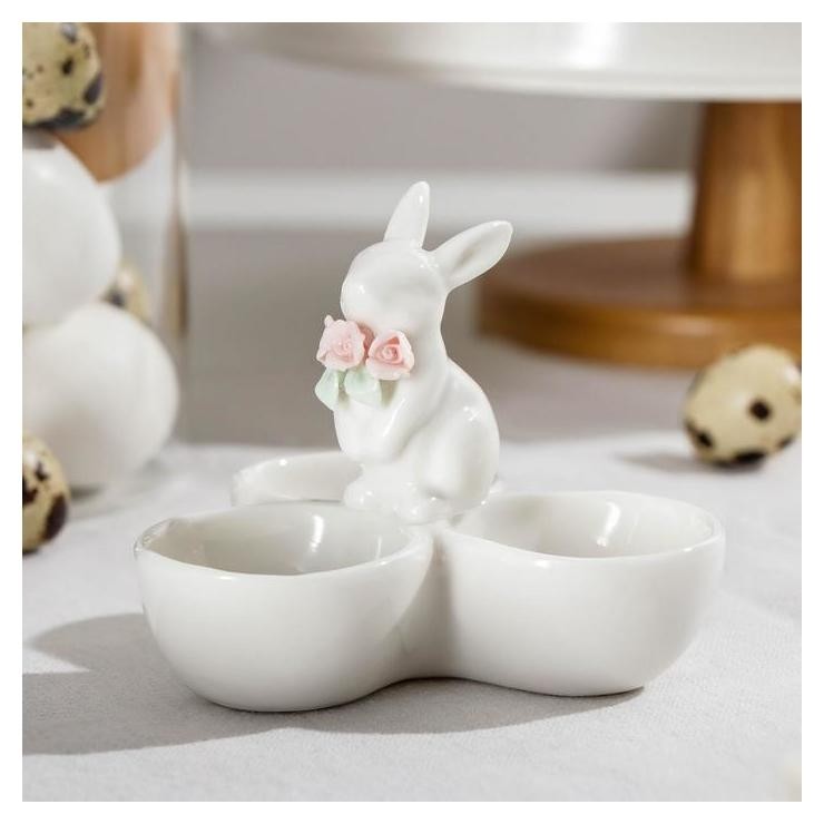 Менажница 3 ячейки «Кролик», 11,5×9,5 см, цвет белый  