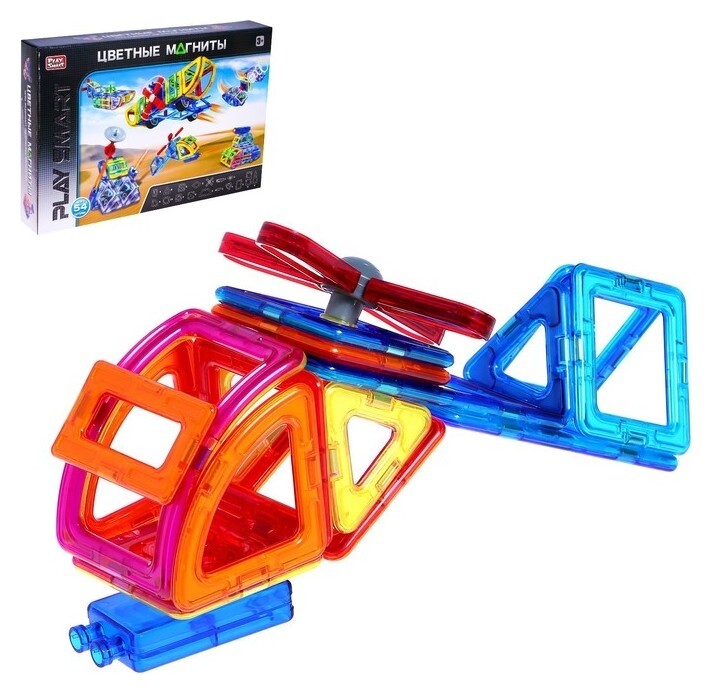 Конструктор магнитный «Цветные магниты», 54 детали  Play Smart (Joy Toy)