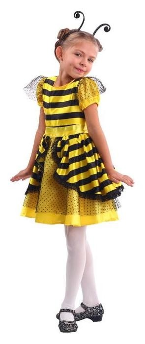 Карнавальный костюм «Пчёлка», платье, ободок, размер 110-56