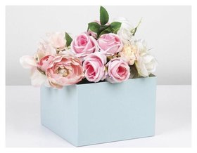Коробка для цветов с PVC крышкой, мятная, 17 х 17 х 12 см Дарите счастье