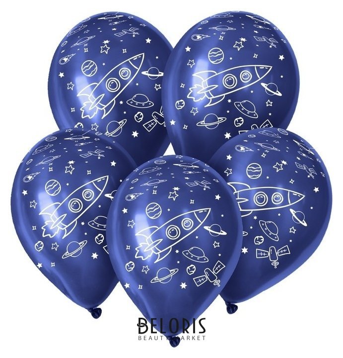 Шар латексный 12 «С днём рождения. космос», пастель, набор 50 шт., цвета синий Sempertex