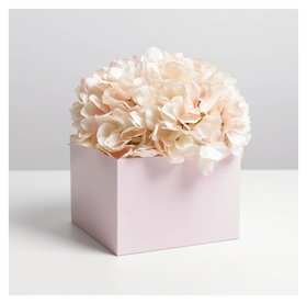 Коробка для цветов с PVC крышкой, розовая 17 х 17 х 12 см Дарите счастье