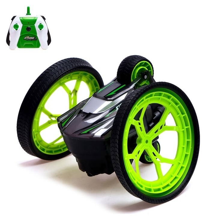 Машина-перевёртыш радиоуправляемая Stunt, работает от батареек, цвет зеленый  