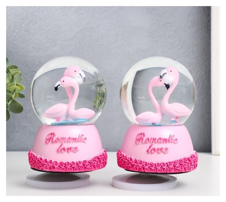

Сувенир полистоун водяной шар музыка "Фламинго - нежность" 12х8х8 см