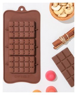 Форма для шоколада «Мини-десерт», 3 ячейки, 22×11×1 см, цвет шоколадный Доляна