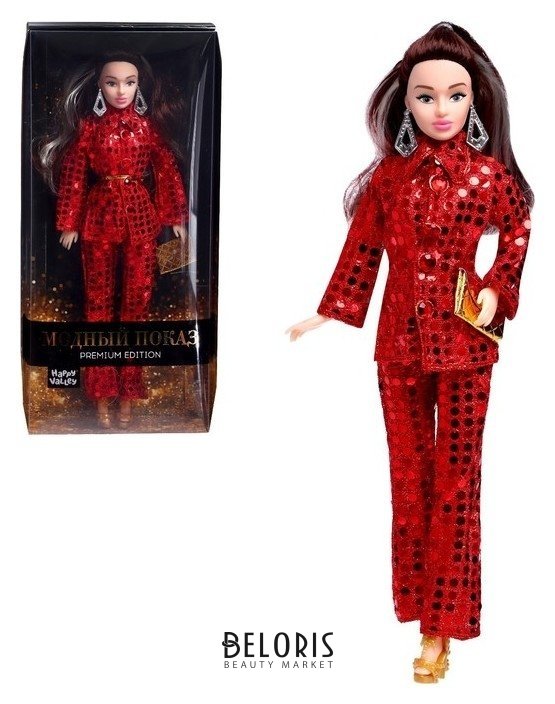 Кукла-модель шарнирная «Ксения - модный показ» в красном костюме Happy Valley