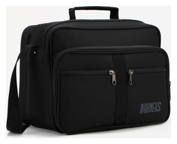 Сумка мужская, 2 отдела на молнии, 3 наружных кармана, длинный ремень, цвет чёрный  Luris