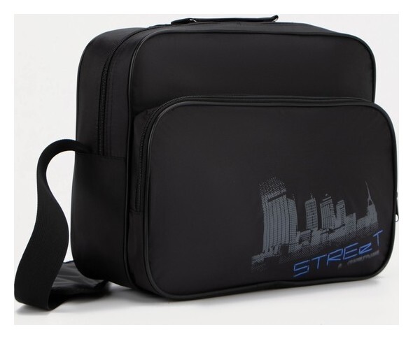 Сумка мужская, отдел на молнии, наружный карман, длинный ремень, цвет чёрный  Luris