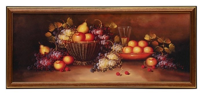 

Картина "Натюрморт с корзиной и бокалом" 50х20 см (53х23см)