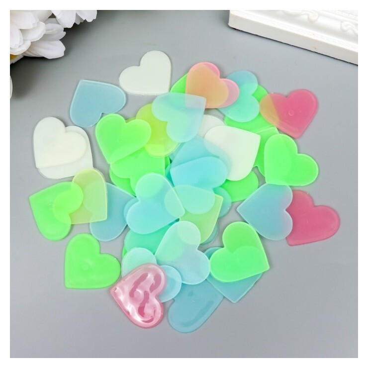 Наклейка фосфорная пластик "Сердечки" набор 40 шт 17х12 см  