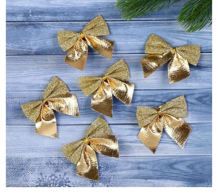 Украшение ёлочное Бантик с блеском 8 шт 4,5х5,5 см  Зимнее волшебство