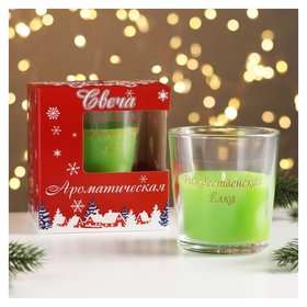 Свеча в стакане ароматическая "Рождественская ёлка", 6,5х8 см, зеленый Queen Fair