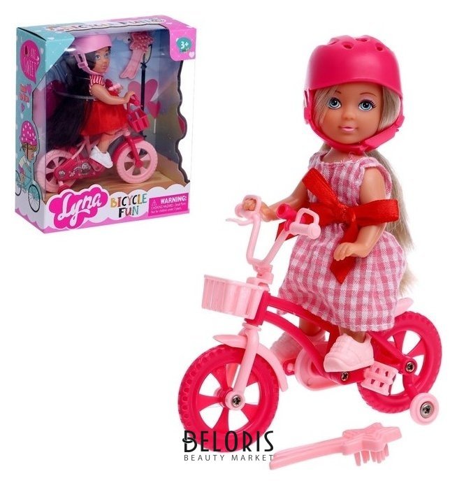 Кукла малышка Lyna на велопрогулке с велосипедом и аксессуарами NNB
