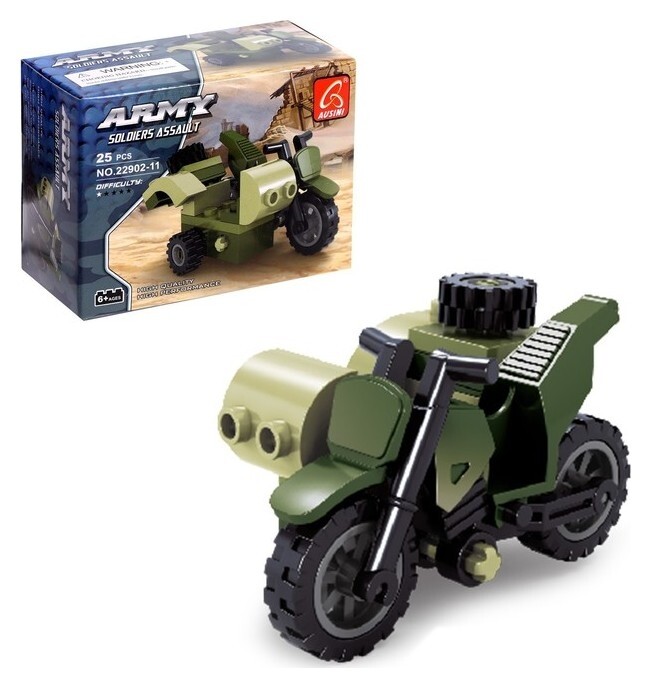 Конструктор армия «Мотоцикл с коляской», 25 деталей  Ausini
