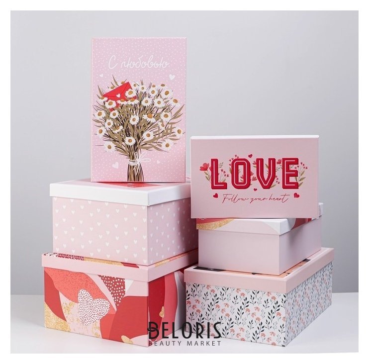Набор подарочных коробок 6 в 1 «Love», 20 х 12.5 х 7.5 ‒ 32.5 х 20 х 12.5 см Дарите счастье