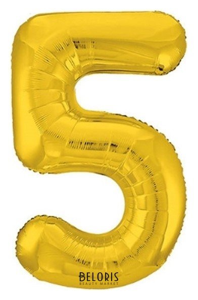 Шар фольгированный 40 «Цифра 5», цвет золото, Slim Leti