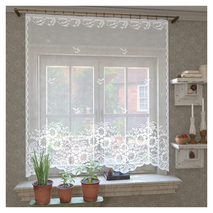 Штора кухонная без шторной ленты м491 165 х 160 см, белый, пэ  Лента