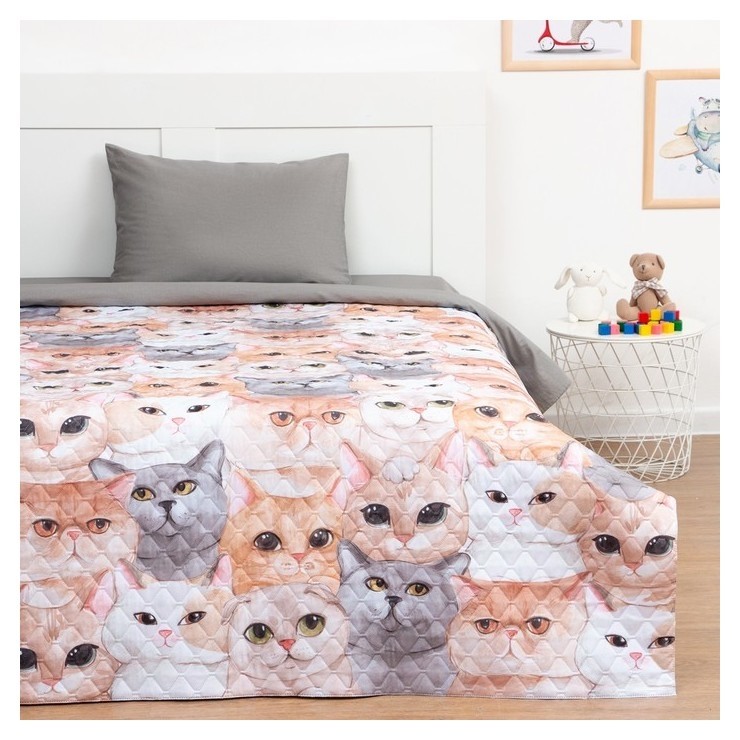 

Покрывало "Этель" 1,5 сп Happy Cats, 145*210 см, микрофибра