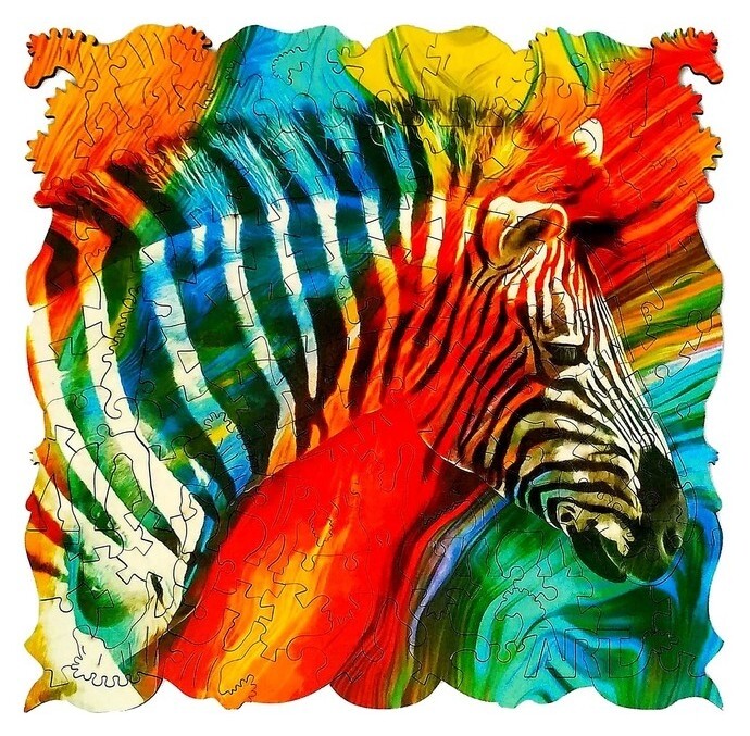 Фигурный деревянный пазл Animal Art, «Зебра» 113 деталей  Нескучные игры