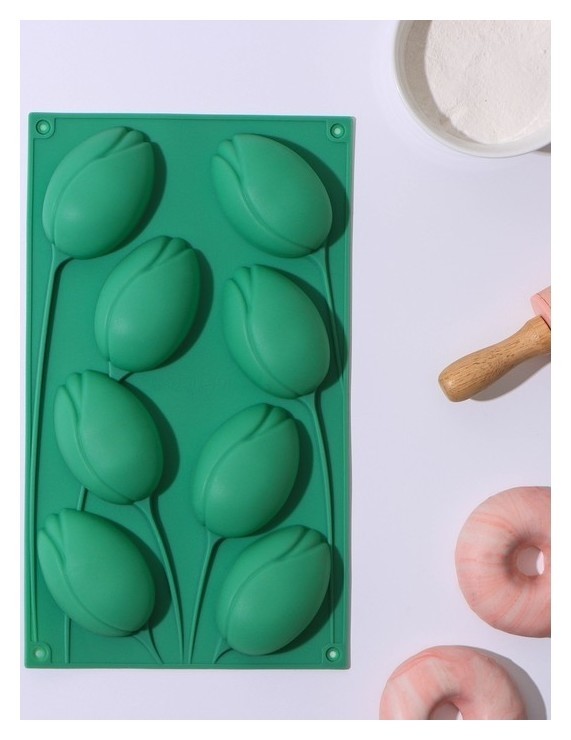 

Форма для выпечки доляна «Тюльпаны», 8 ячеек, 30×17,5×3 см