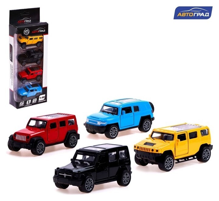 Набор машин металлических «Классика», 4 штуки, 1:48, инерция, открываются двери Автоград