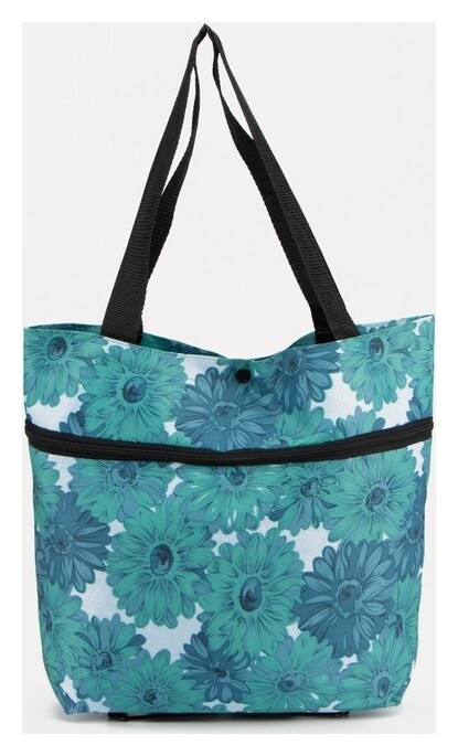 Сумка хозяйственная складная на колесах, отдел на кнопке, 2 колеса, цвет голубой  