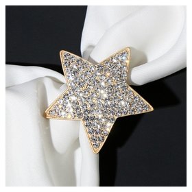 Кольцо для платка "Звезда", цвет белый в матовом золоте Queen Fair