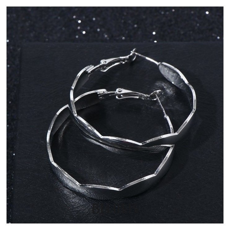 Серьги-кольца Геометрия вытянутые овалы, цвет серебро, D=4 Queen fair