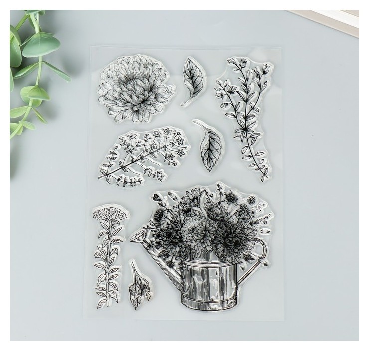 

Штамп для творчества силикон "Цветы в лейке"