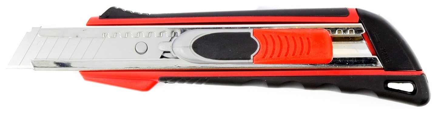 Нож, 18 мм, выдвижное лезвие "Quick Blade" металлическая направляющая, двойная фиксация, эргономичная двухкомпонентная рукоятка  Matrix (Матрикс)