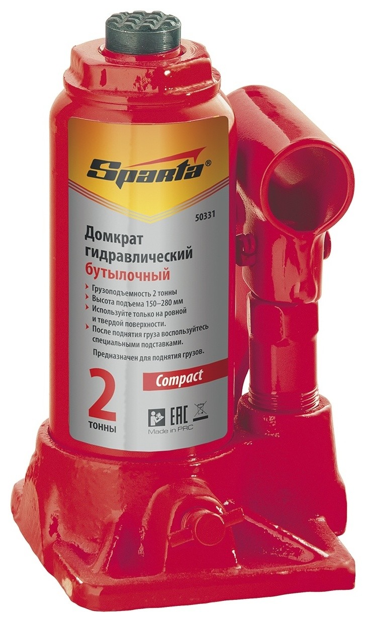 

Домкрат гидравлический бутылочный 2 т, H подъема 150-280 мм Compact
