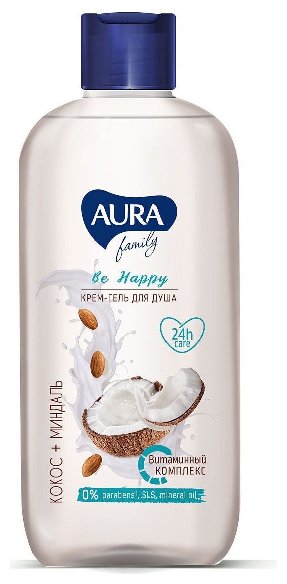 Крем-гель для душа кокос и миндаль  Aura