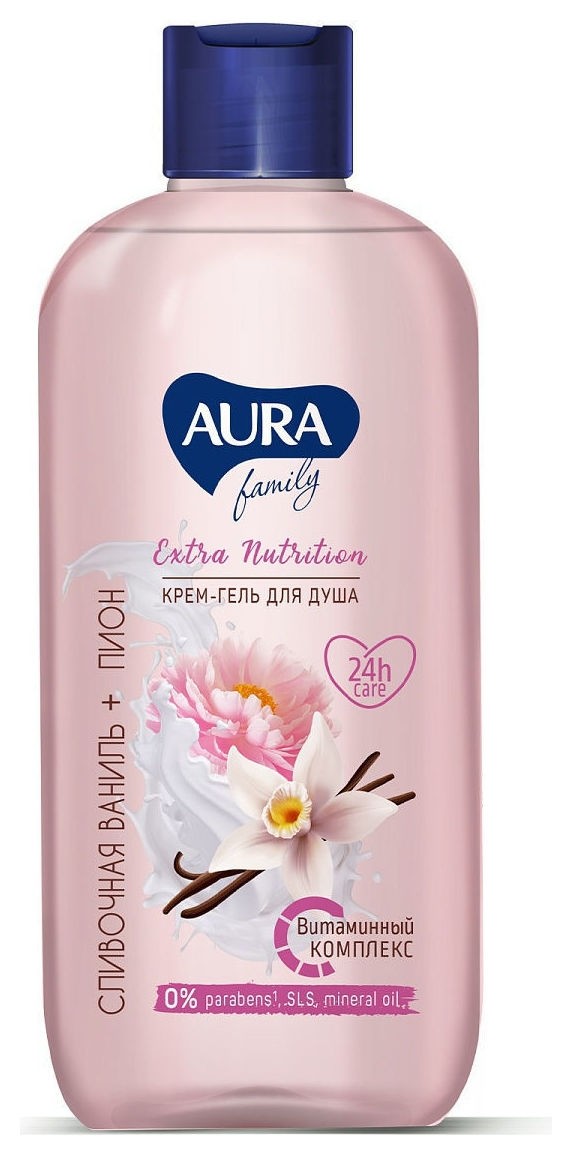 Крем-гель для душа сливочная ваниль и пион  Aura
