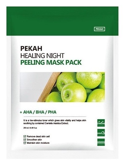 Вечерняя восстанавливающая отшелушивающая тканевая маска для лица с AHA-BHA-PHA кислотами PEKAH